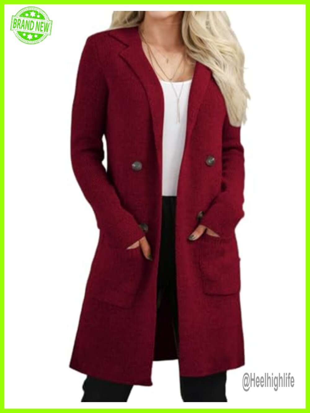 Womens Open Front Long Cardigan Knit Coatigan Sweater with Pockets